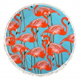 Custom Imprinted Full Color Sublimated Microfiber Round Beach Towel With Fringe Trim