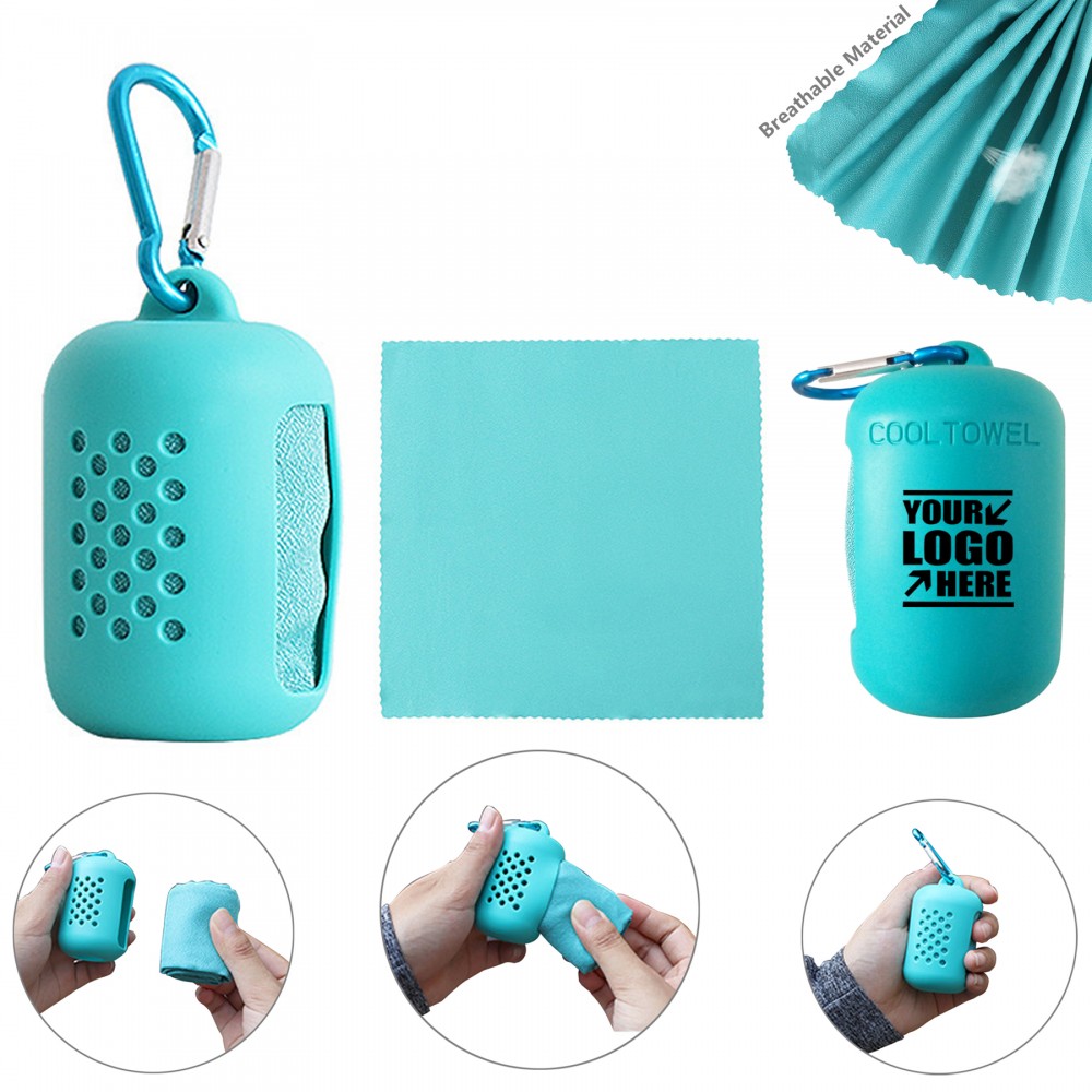 Custom Embroidered Instant Dry Cooling Towel With Pouch Custom Embroidered Instant Dry Cooling Towel With Pouch