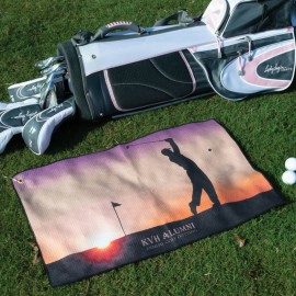 12"x 20" Sublimated Microfiber Waffle Golf Towels w/ Grommet & Carabiner Custom Printed