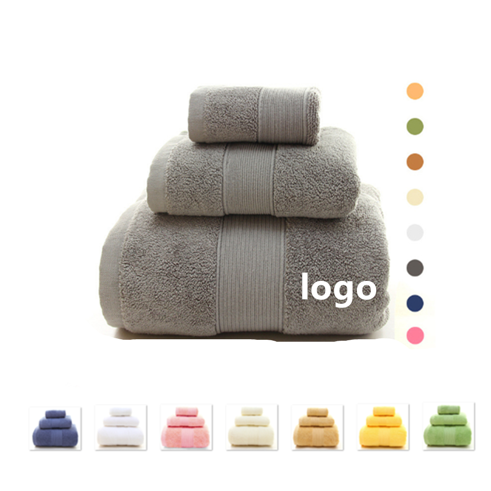 3 Piece Combed Cotton Towel Gift Set Logo Branded