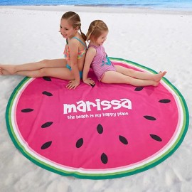 60" Diameter Round Sublimated Plush Microfiber Beach Towel with Logo