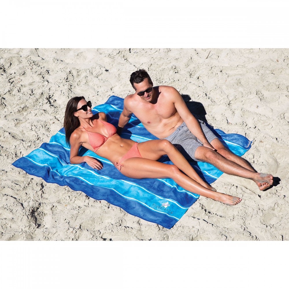 Logo Branded Cabana Stripe Microfiber Beach Towel 4-2 (Embroidered) Logo Branded Cabana Stripe Microfiber Beach Towel 4-2 (Embroidered)