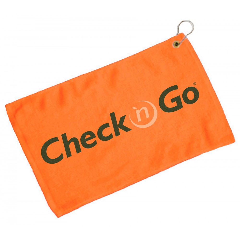 Fingertip Towel Hemmed and Grommetted 11x18 - Orange (Imprinted) Custom Imprinted Fingertip Towel Hemmed and Grommetted 11x18 - Orange (Imprinted) Custom Imprinted
