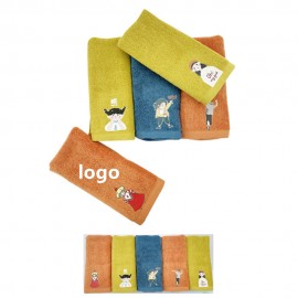 Cotton Hand Towels With Cartoon Stickers Custom Printed