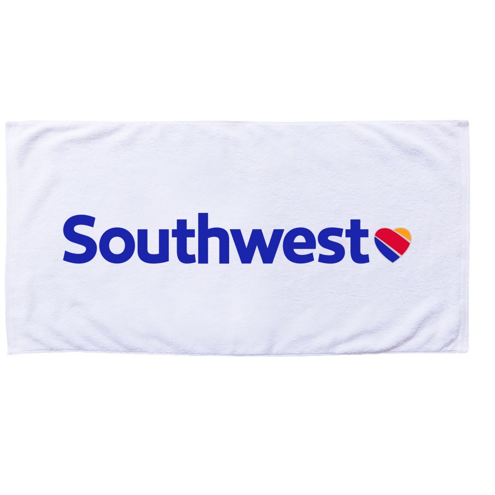 MaxxColor Premium White Beach Towel ( 30" x 60" ) Custom Printed