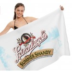 Made in USA Velour Beach Towel (White Towel, Screen Printed) Custom Imprinted