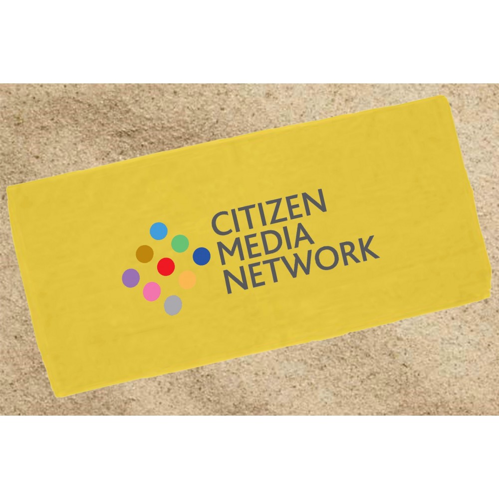 Logo Branded Velour Beach Towel 30X60 - Yellow (IMPRINTED) Logo Branded Velour Beach Towel 30X60 - Yellow (IMPRINTED)