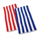 Logo Branded 30" x 60", 11 lb., Classic Premium Cabana Stripe Beach Towel (Embroidered)