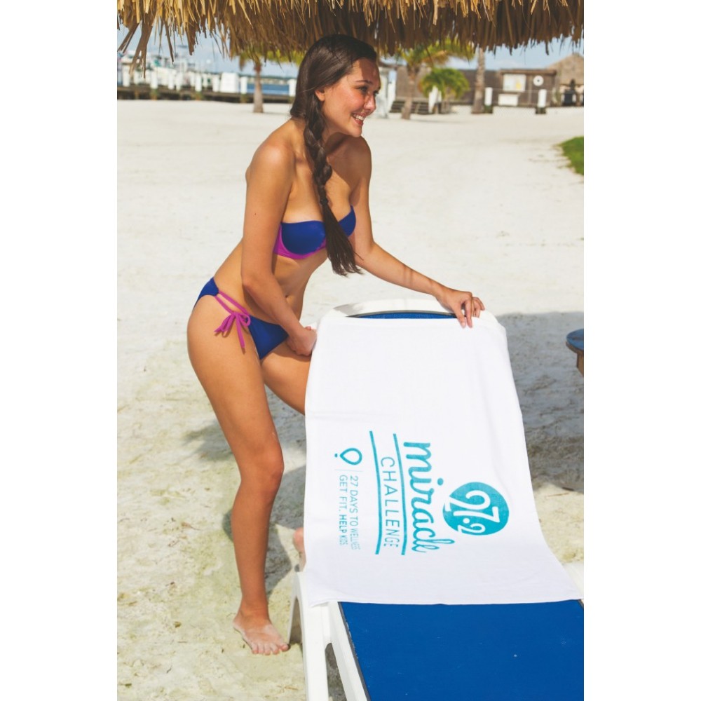 Custom Imprinted Pro 1 Select Small White Beach Towel Custom Imprinted Pro 1 Select Small White Beach Towel