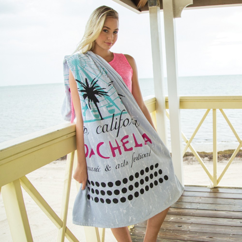 Custom Embroidered Silver Distressed Stock Design Beach Towel Custom Embroidered Silver Distressed Stock Design Beach Towel