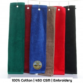 Cotton Embroidered Golf Towel - 450 Gsm with Logo