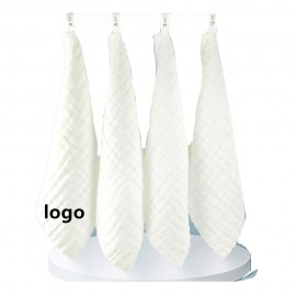 White Seersucker Six Layer Children Square Towels Logo Branded