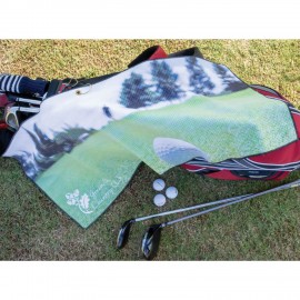 Custom 20"x 30" Sublimated Waffle Microfiber Caddy Towel with Grommet & Carabiner