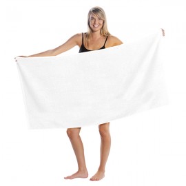 Promotional Loop Terry Beach Towel (White Towel, Embroidered) Logo Branded
