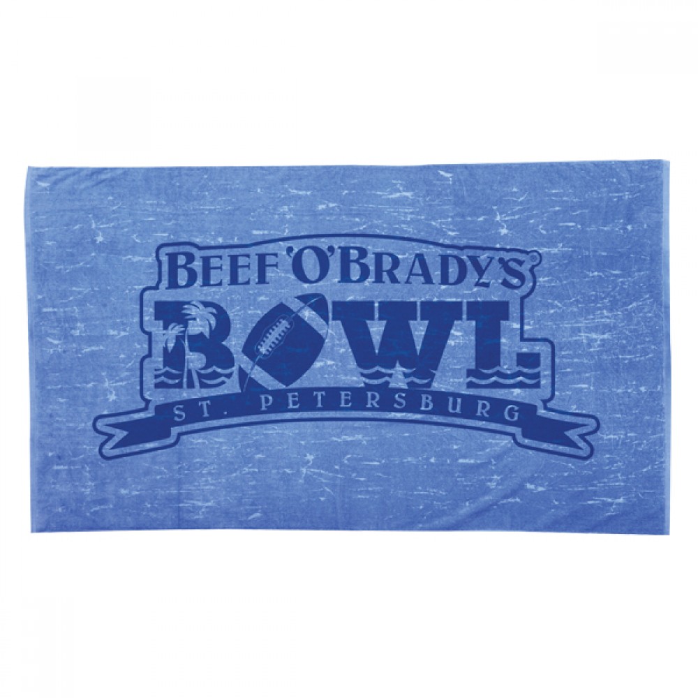 Blue Distressed Stock Design Beach Towel Custom Imprinted Blue Distressed Stock Design Beach Towel Custom Imprinted