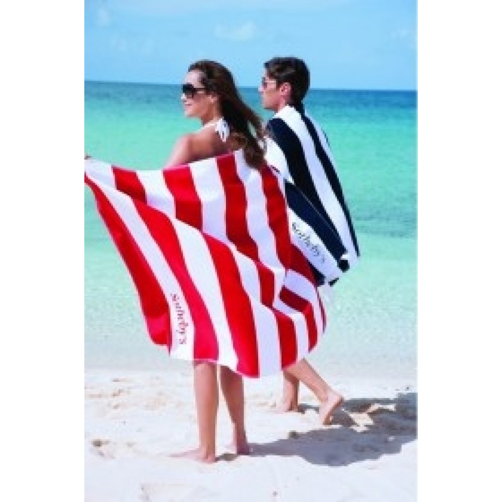 Custom Imprinted Turkish Signature Heavyweight Horizontal Cabana Stripe Beach Towel