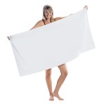 Promotional Velour Beach Towel (White Towel, Embroidered) Custom Imprinted