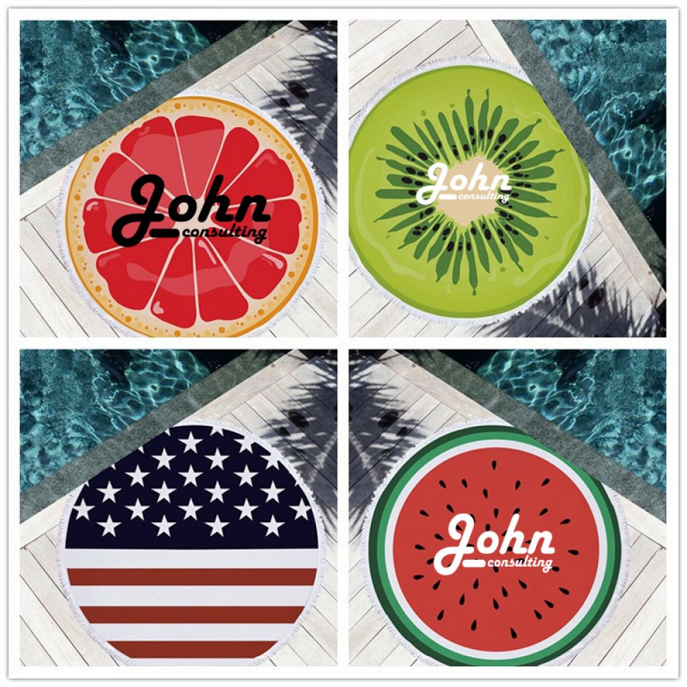 Logo Branded Custom Round Polyester Picnic Blanket Beach Mat Logo Branded Custom Round Polyester Picnic Blanket Beach Mat