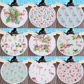 Microfiber Round Beach Towel With Fringe Logo Branded