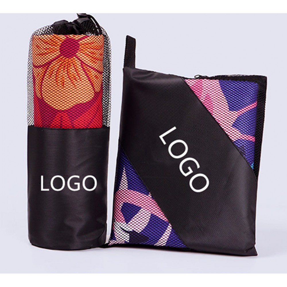 Logo Branded Custom Beach towel Double-Faced Velvet 63"*31.5" & Custom Drawstring mesh bag