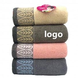 Jacquard Leaf Pattern Cotton Hand Towels Logo Branded