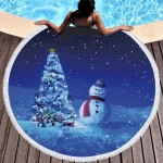 60" Dia Microfiber Round Large Beach Towel for Christmas w/Tassel/Fringe Logo Branded