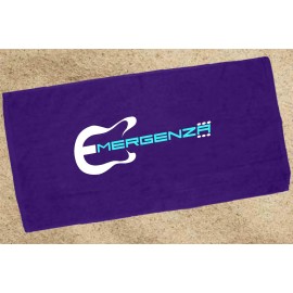 Logo Branded Velour Beach Towel 30X60 - Purple (IMPRINTED)