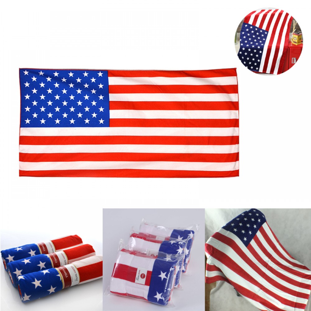 American Flag Printed Beach Towel Custom Imprinted American Flag Printed Beach Towel Custom Imprinted