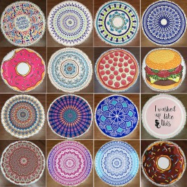 Round Shape Microfiber Beach Towel Custom Printed