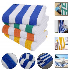 Cabana Stripe Beach Towel with Logo