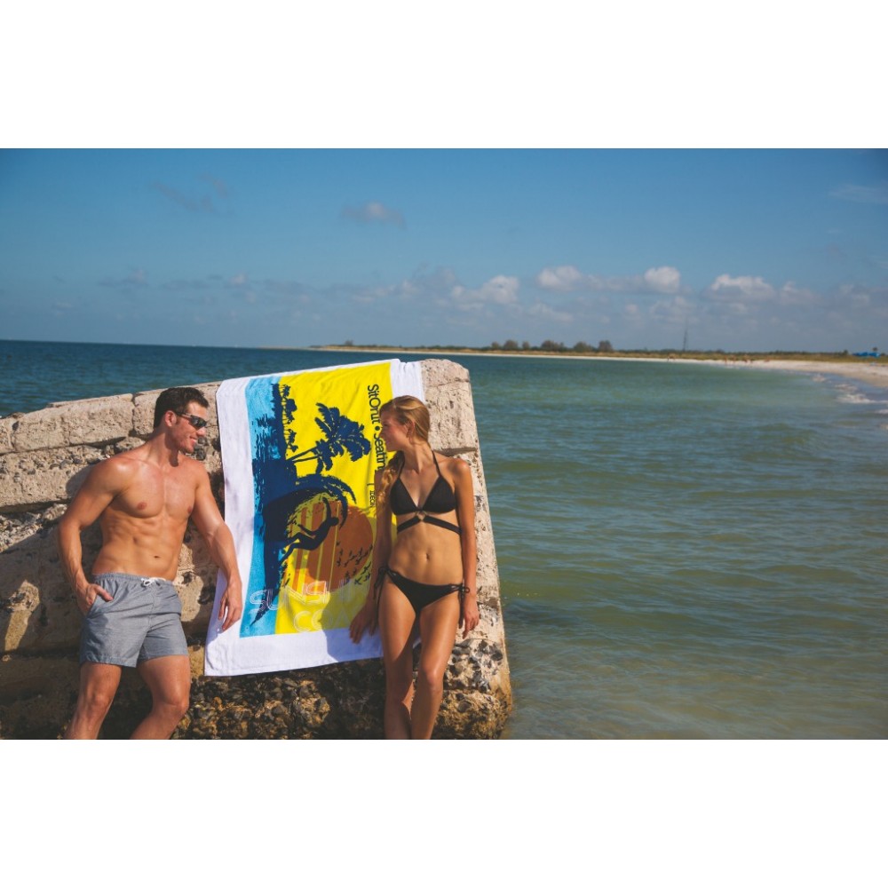 Diamond Collection White Beach Towel (Embroidery) Logo Branded Diamond Collection White Beach Towel (Embroidery) Logo Branded