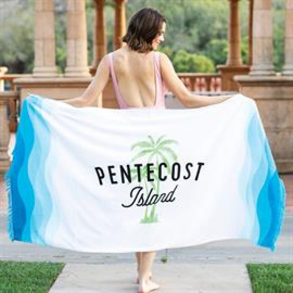 Custom Embroidered Designer Edge Velour Beach Towel Custom Embroidered Designer Edge Velour Beach Towel