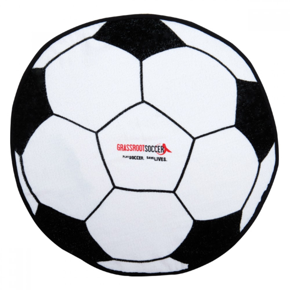 Custom Embroidered Fiber Reactive Soccer Ball Shaped Sport Towel (Screen Print) Custom Embroidered Fiber Reactive Soccer Ball Shaped Sport Towel (Screen Print)