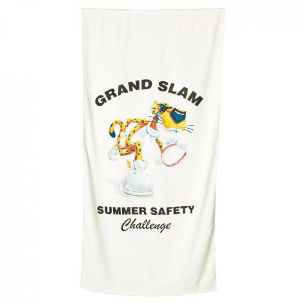 Custom Imprinted Economical Velour Beach Towel - Printed (White)