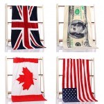 Custom Embroidered US Flag American Flag Beach Towel/ 100 Dollar Bill Beach Towel