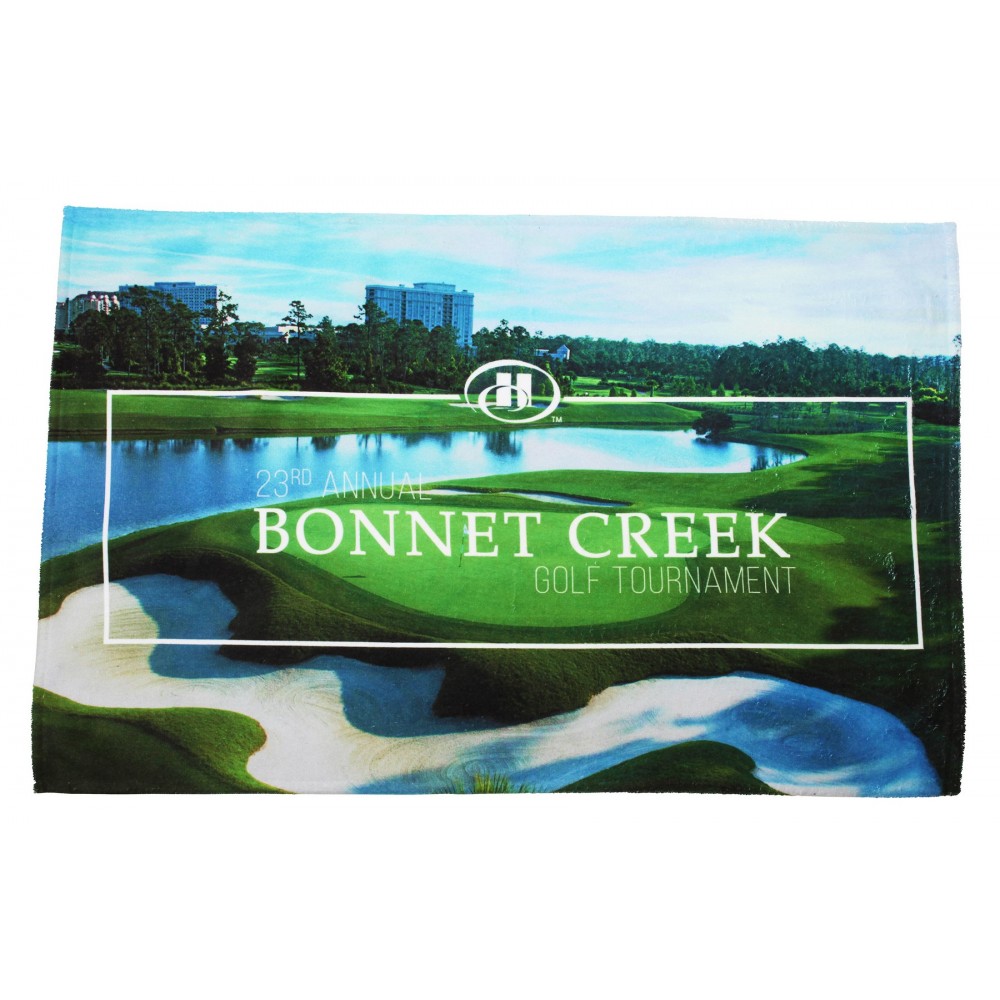 16" x 25", 3.0 lb., Terry Velour, Sublimated, Digitally Printed Sport/Golf Towel Custom Printed