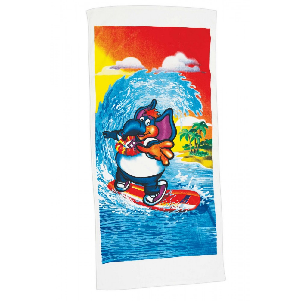 Custom Embroidered 30" x 60", 11 lb., Standard Weight Velour Hemmed Towel (Screen Print)