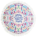 Logo Branded Cotton Round Beach Towel Yoga Mat Beach Throw Cotton Table Cover