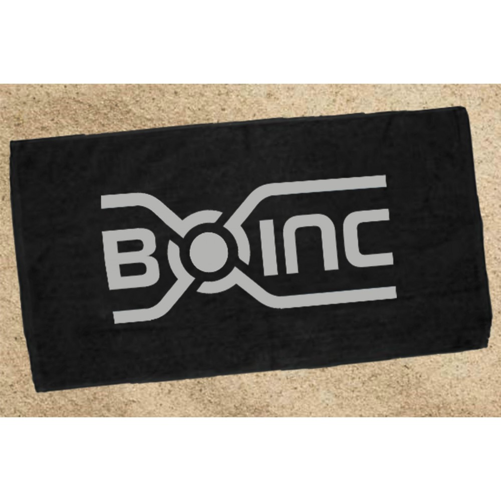 Velour Beach Towel 30X60 - Black (IMPRINTED) Custom Printed Velour Beach Towel 30X60 - Black (IMPRINTED) Custom Printed