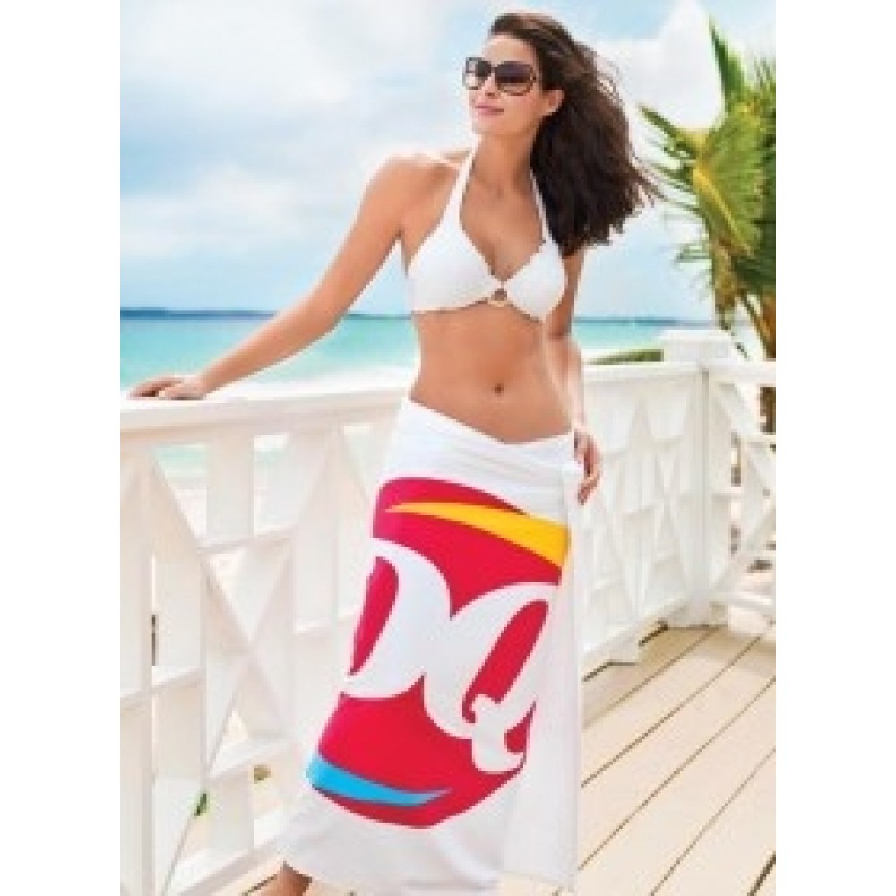 Custom Imprinted Heavyweight American-Made White Beach Towel Custom Imprinted Heavyweight American-Made White Beach Towel