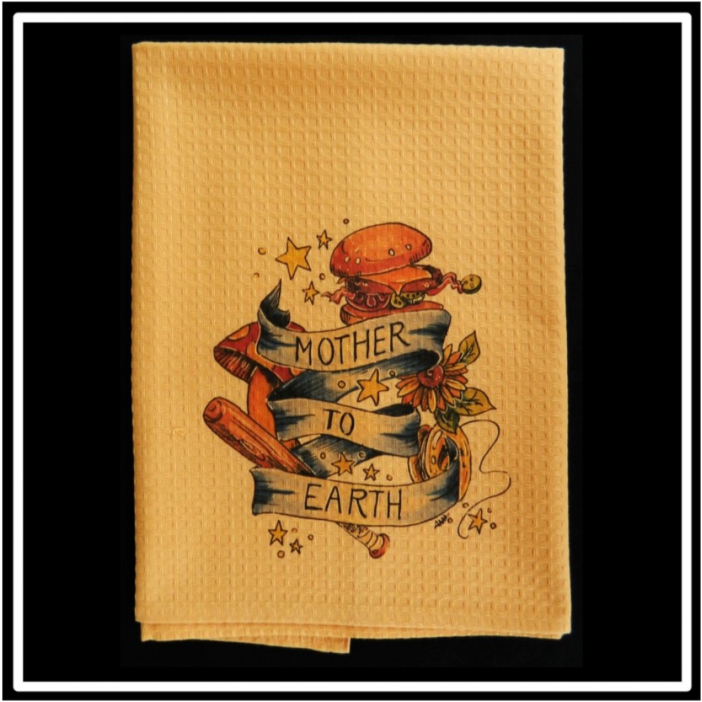 Melon Waffle Weave Kitchen Towel with Custom Print Custom Embroidered