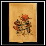 Melon Waffle Weave Kitchen Towel with Custom Print Custom Embroidered
