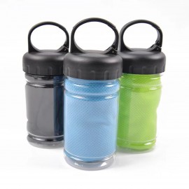 Logo Branded Cooling Towel with Handle Bottle