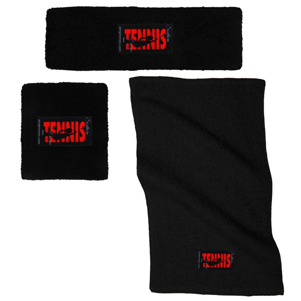 Logo Branded Headband, Wristband & Rally Towel Combo Logo Branded Headband, Wristband & Rally Towel Combo