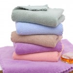 Coral velvet bath towels washcloth Logo Branded