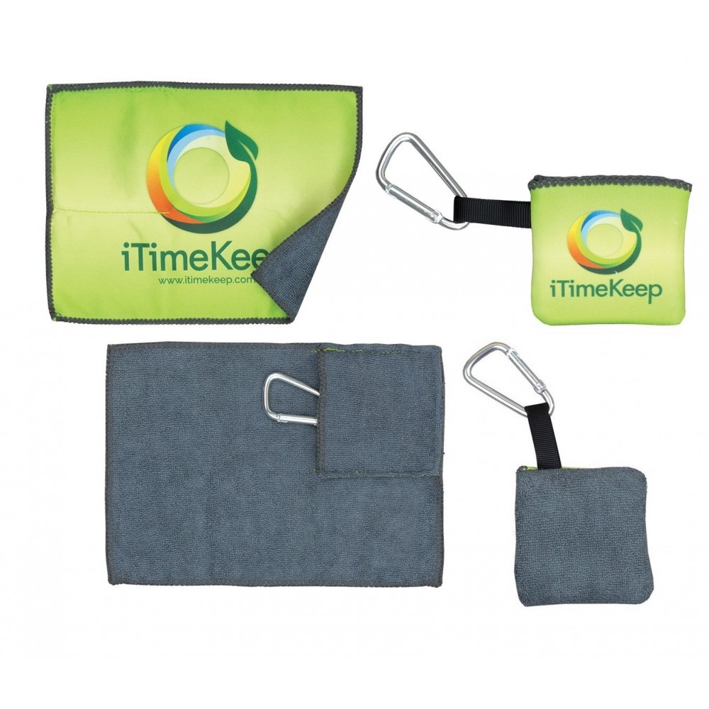 Smart 2-In-1 Microfiber Cloth & Towel w/Carabiner & Towel Logo Branded Smart 2-In-1 Microfiber Cloth & Towel w/Carabiner & Towel Logo Branded