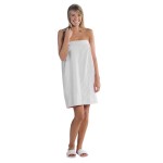 Women's Terry Velour Spa Towel Wrap (White Spa Wrap, Embroidered) Custom Imprinted