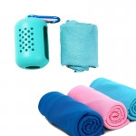 Custom Embroidered Deluxe Cooling Towel In Portable Silicone Pot