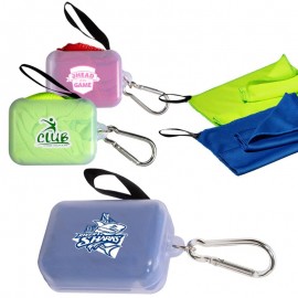 Logo Branded Cooling Towel in Carabiner Case