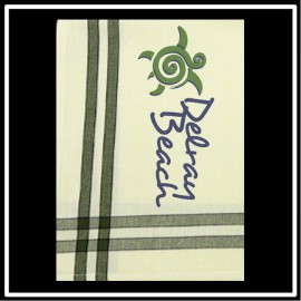Sage/Black Double Stripe Kitchen Towel - 20"x28" Custom Imprinted